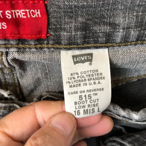 Levi's Women's 515 Jeans Size 16 Low Rise Bootcut Black Denim Medium Wash Y2K - Picture 7 of 16